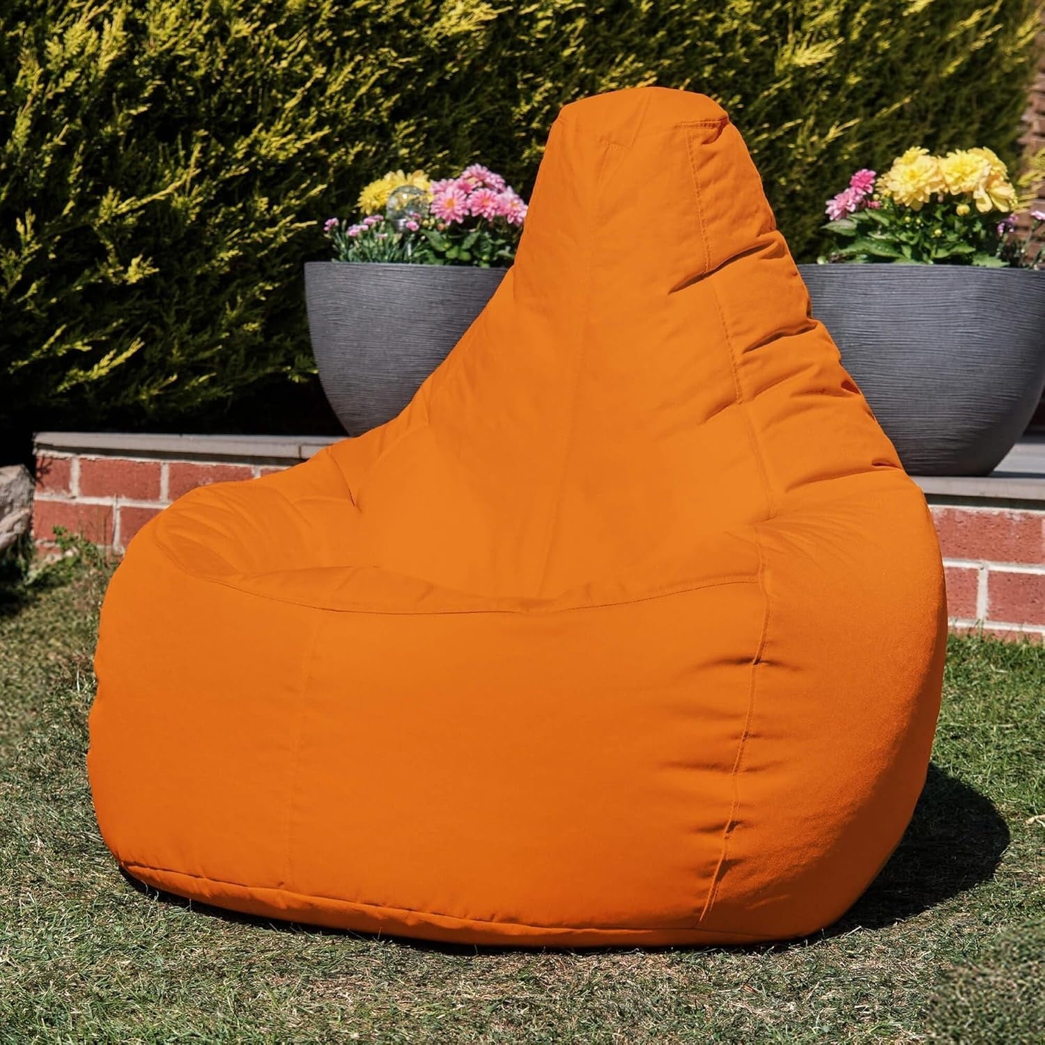Large Orange Bean Bag Chair Water-Resistant Recliner Indoor Outdoor