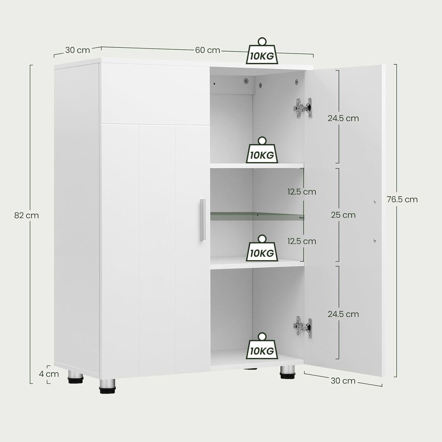 Narrow Bathroom Cabinet with Adjustable Shelves - Large Storage Organizer