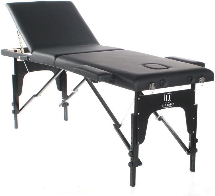 Portable Foldable Massage Table Beauty Salon Therapy Tattoo Bed Black 185cm