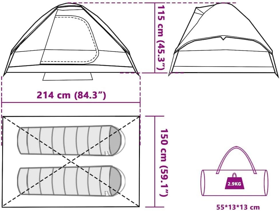 2 Person Waterproof Camping Tent Dome Family Festival Outdoor Shelter