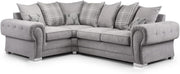 Grey Fabric 4-Seater Corner Sofa Soft Plush Cushions Fire Resistant