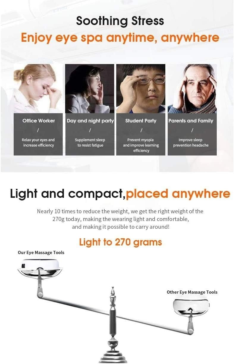 Foldable Heated Eye Massager Air Pressure Bluetooth Sleep