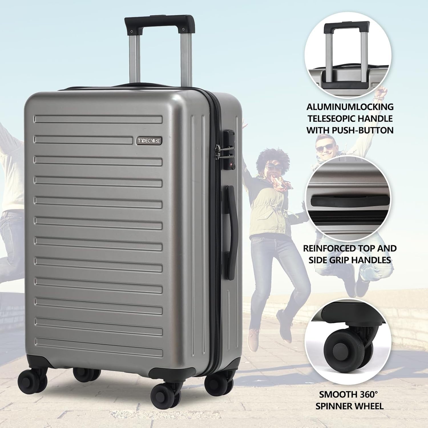 20 & 28 Inch Luggage Set Hard Shell TSA Lock Spinner Wheels Front Pocket