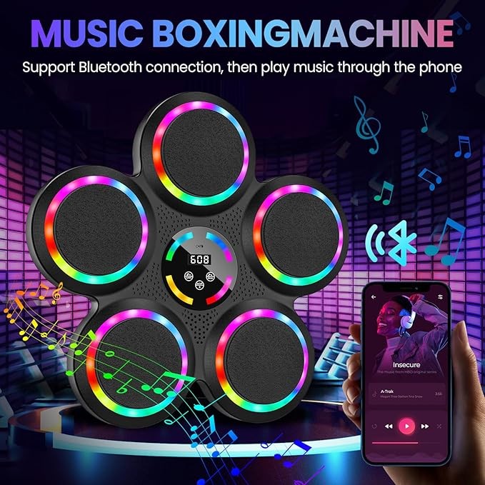 Music Boxing Machine LED Punch Pad Bluetooth Wall Mounted Home Fitness Trainer