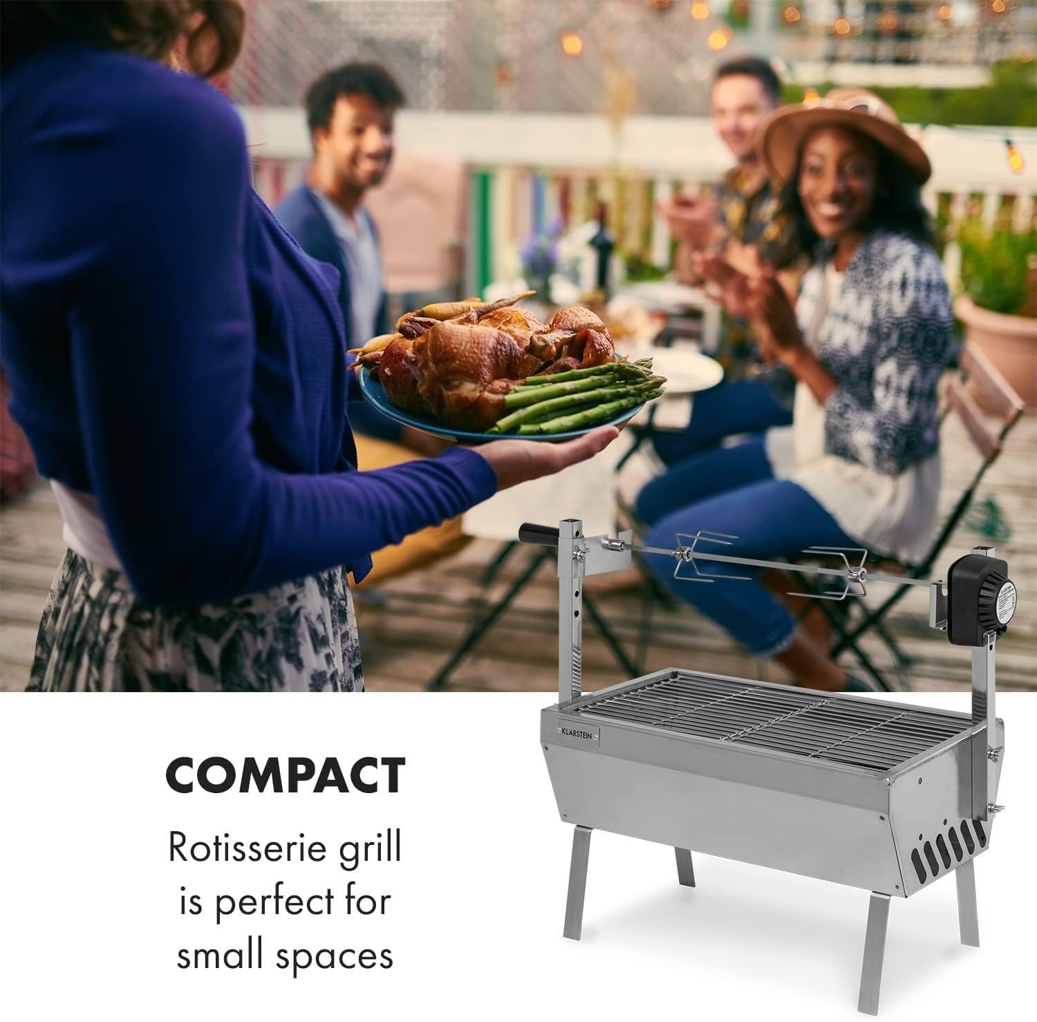 2-in-1 Electric Rotisserie & BBQ Grill Portable Spit Roast Outdoor