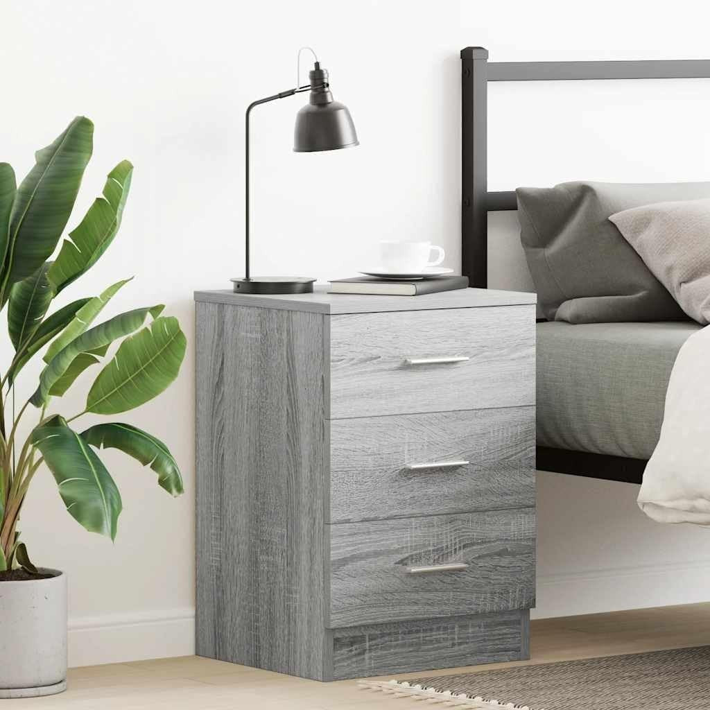 Modern Grey 3 Drawer Bedside Table | Sleek Bedroom Storage Cabinet Nightstand