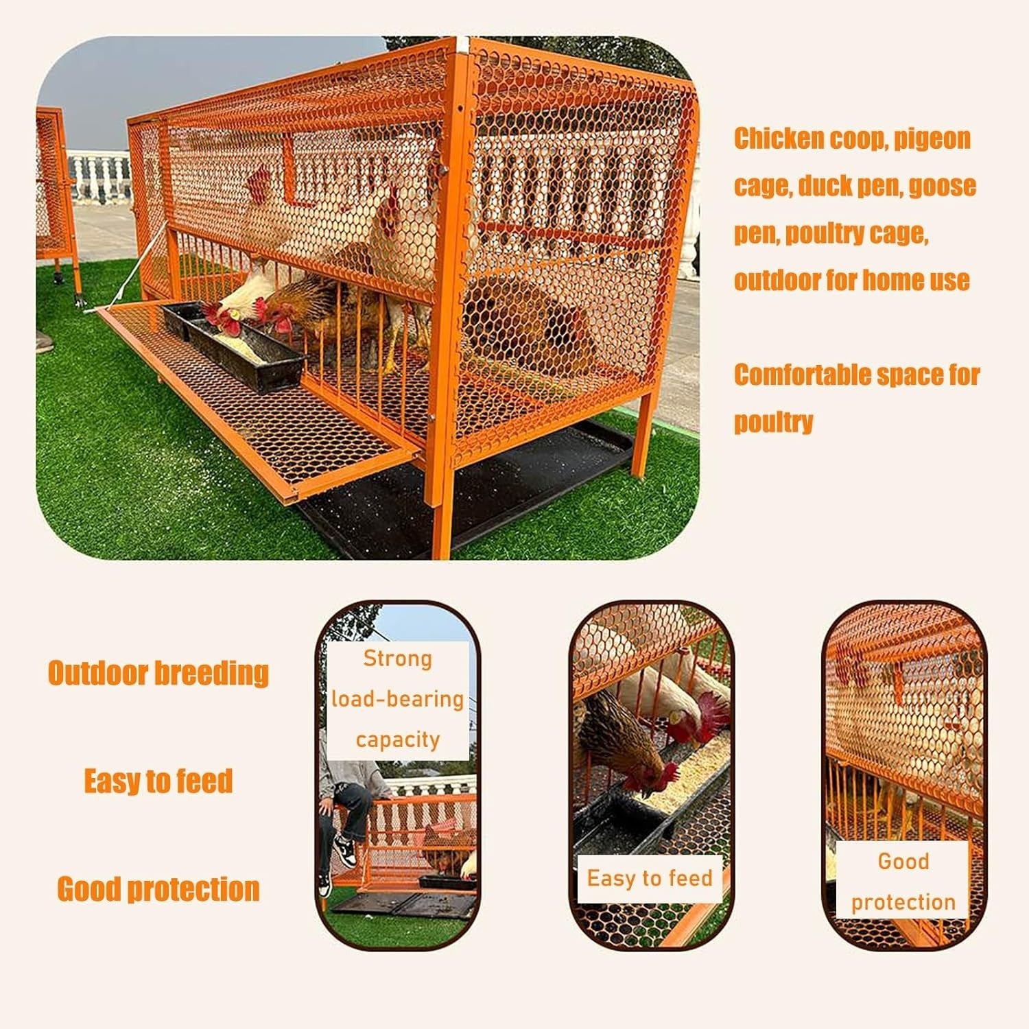 100cm Galvanised Steel Chicken Coop Poultry Cage Run
