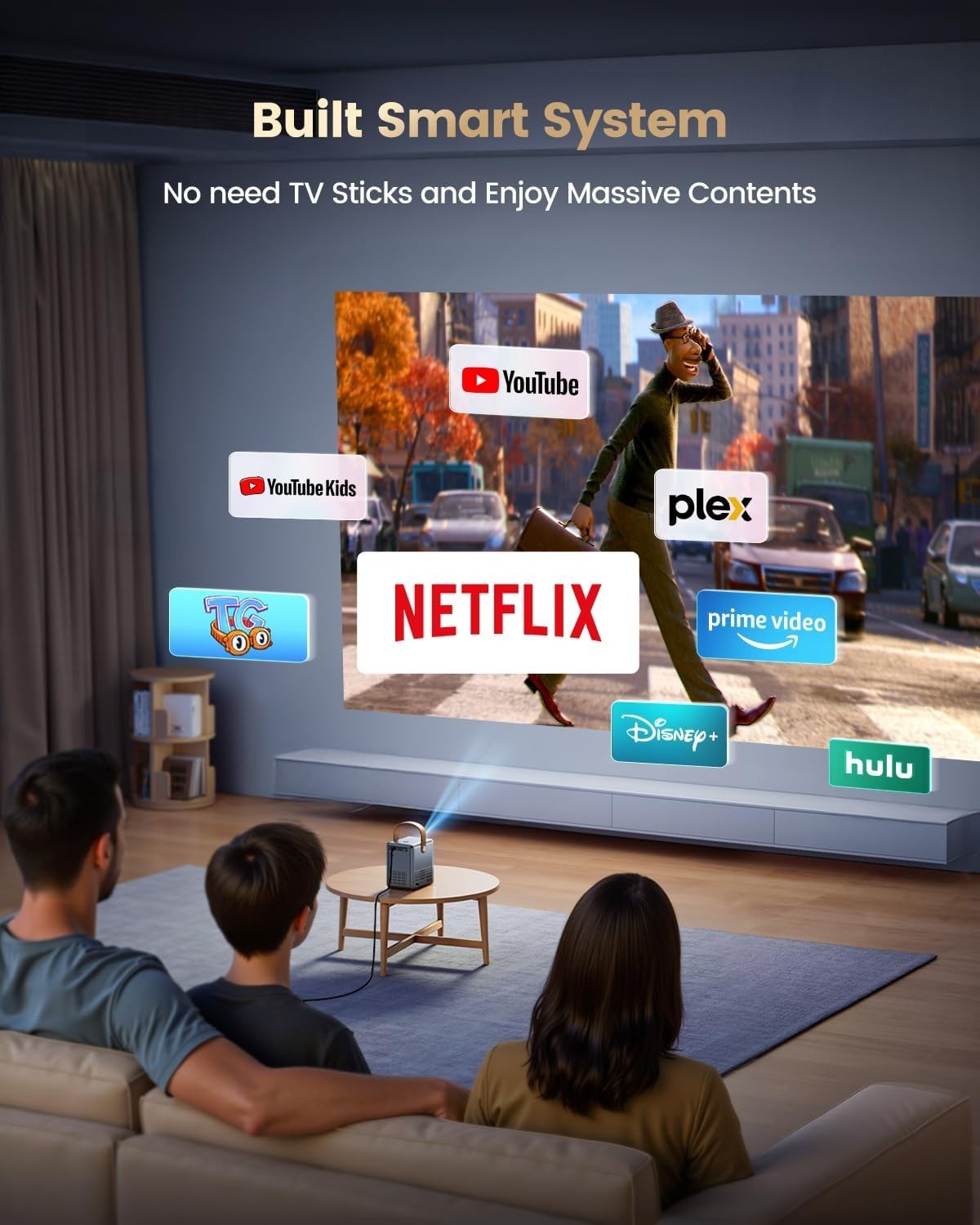 Netflix Dolby 1080P Smart Projector WiFi 6 Bluetooth Short Throw