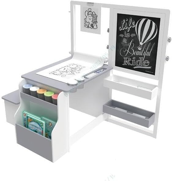Adjustable Kids Art Table & Bench Set with Easel, Storage & Accessories