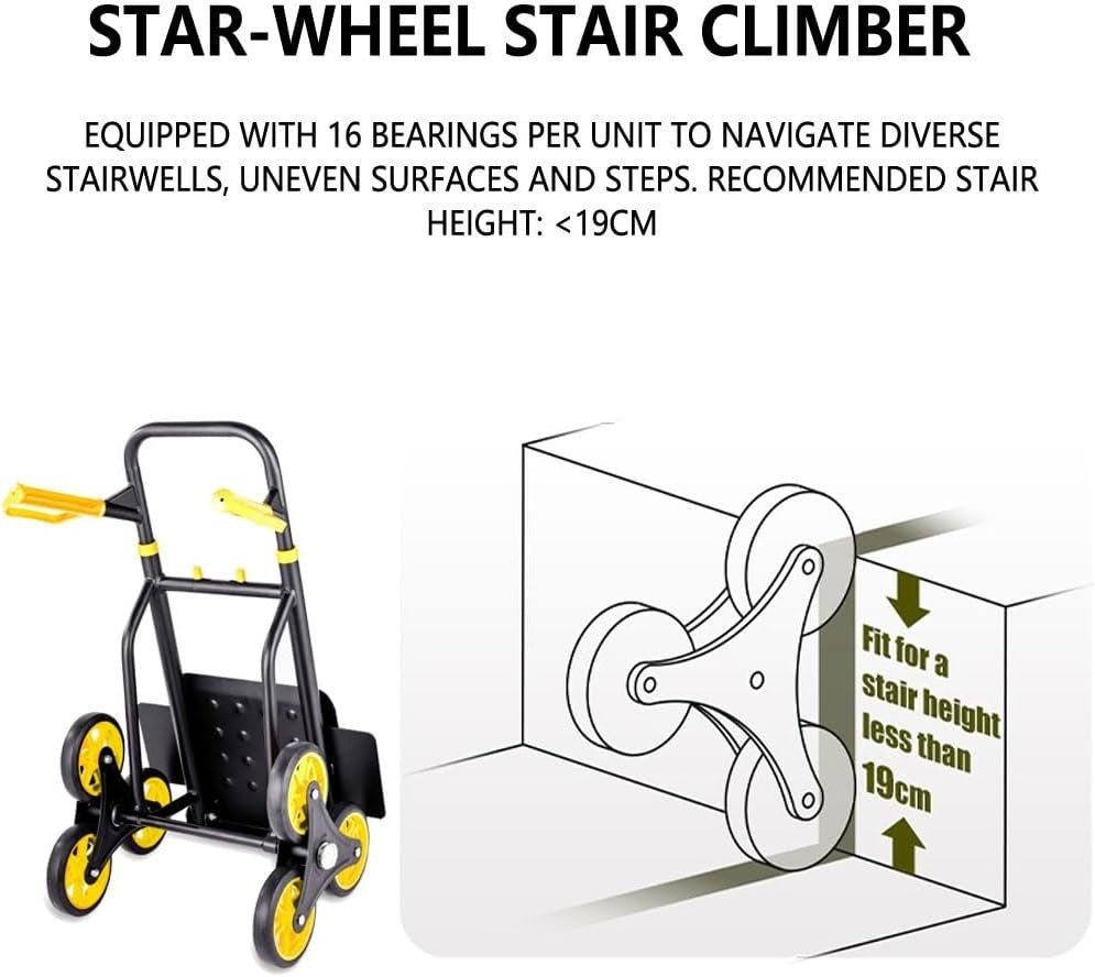 Stair Climbing Sack Truck 150kg Heavy Duty Folding Hand Cart 6 Wheel