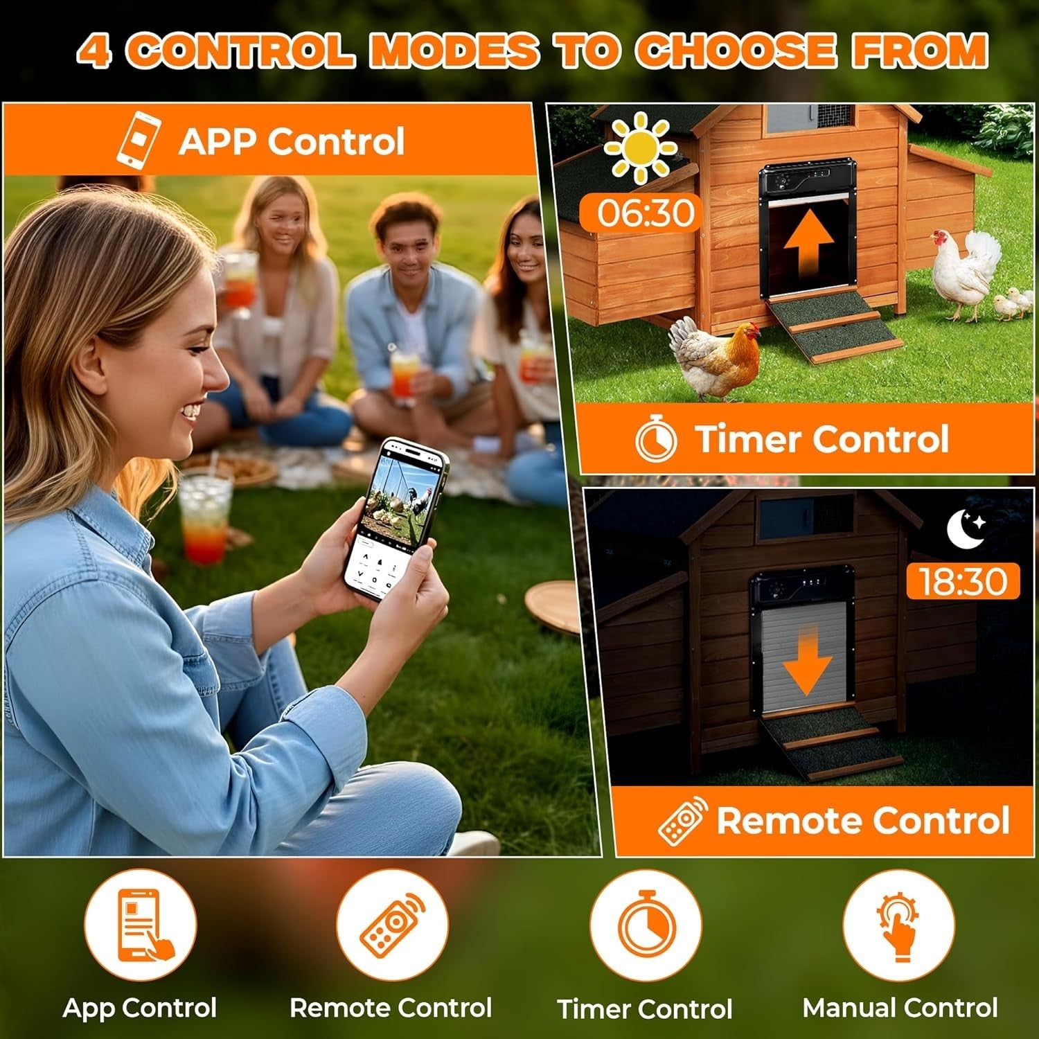 Solar Chicken Coop Door with Camera App Remote Night Vision Alarm