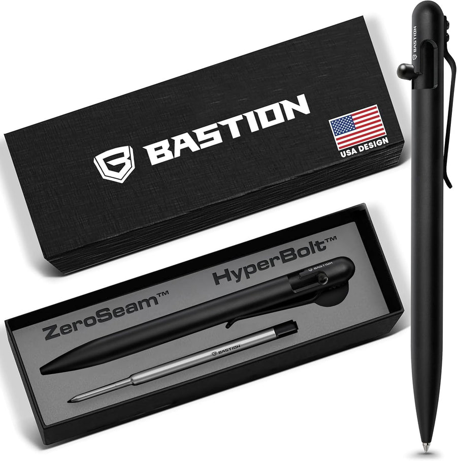 Luxury Stainless Steel Black Ballpoint Pen – Bolt Action, Slim, Gift Ready