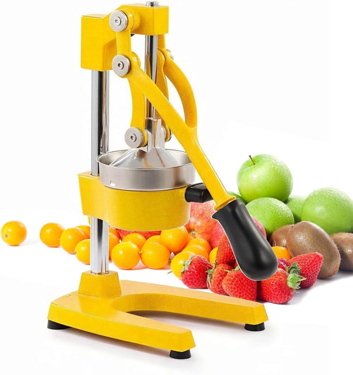 Heavy Duty Manual Citrus Press Cast Iron Juicer Easy Clean Bright Yellow