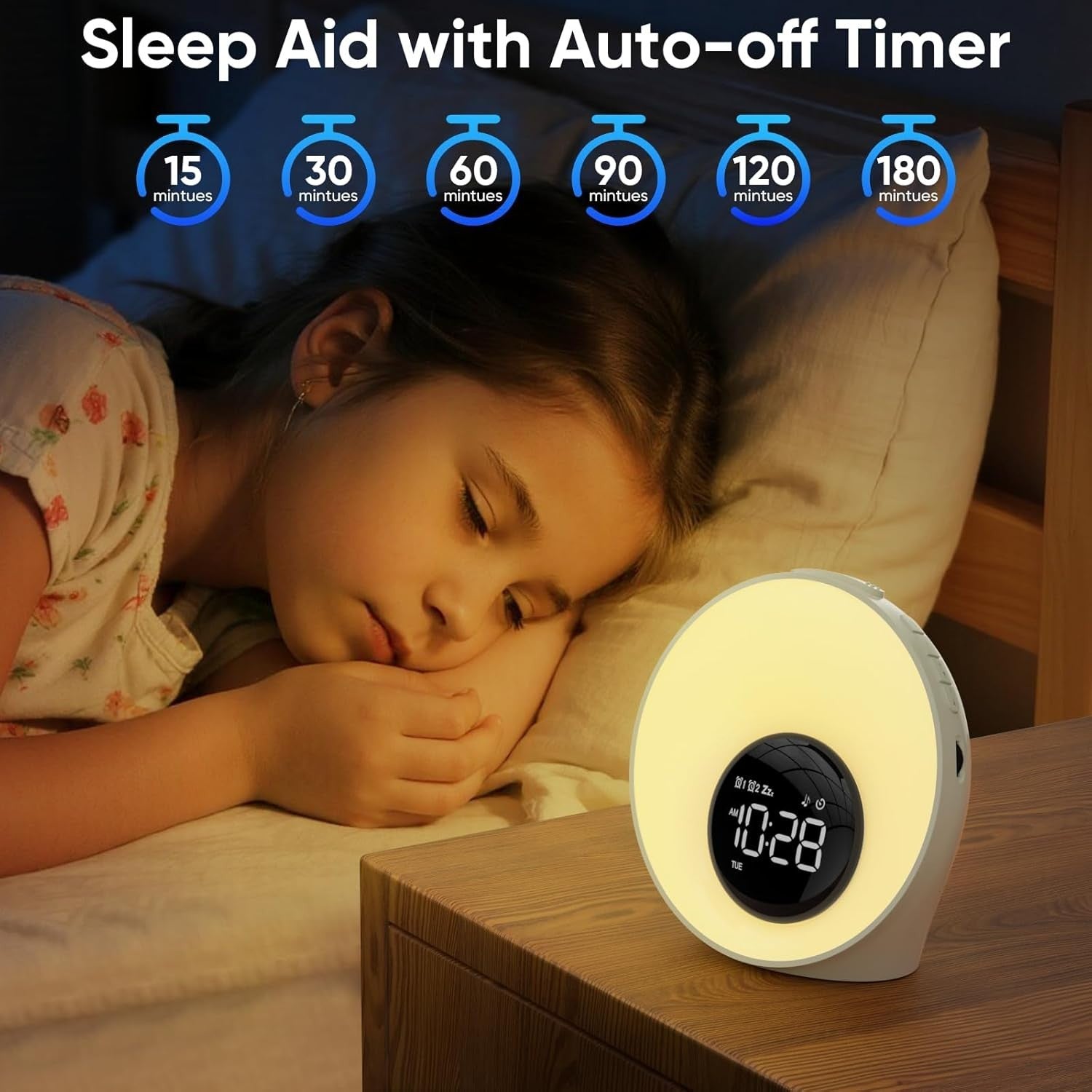 Sunrise Alarm Clock Wake Up Light White Noise Night Light Dual Alarm