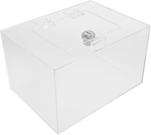Lockable Acrylic Donation Suggestion Box – Transparent, Secure, 15x20x12cm