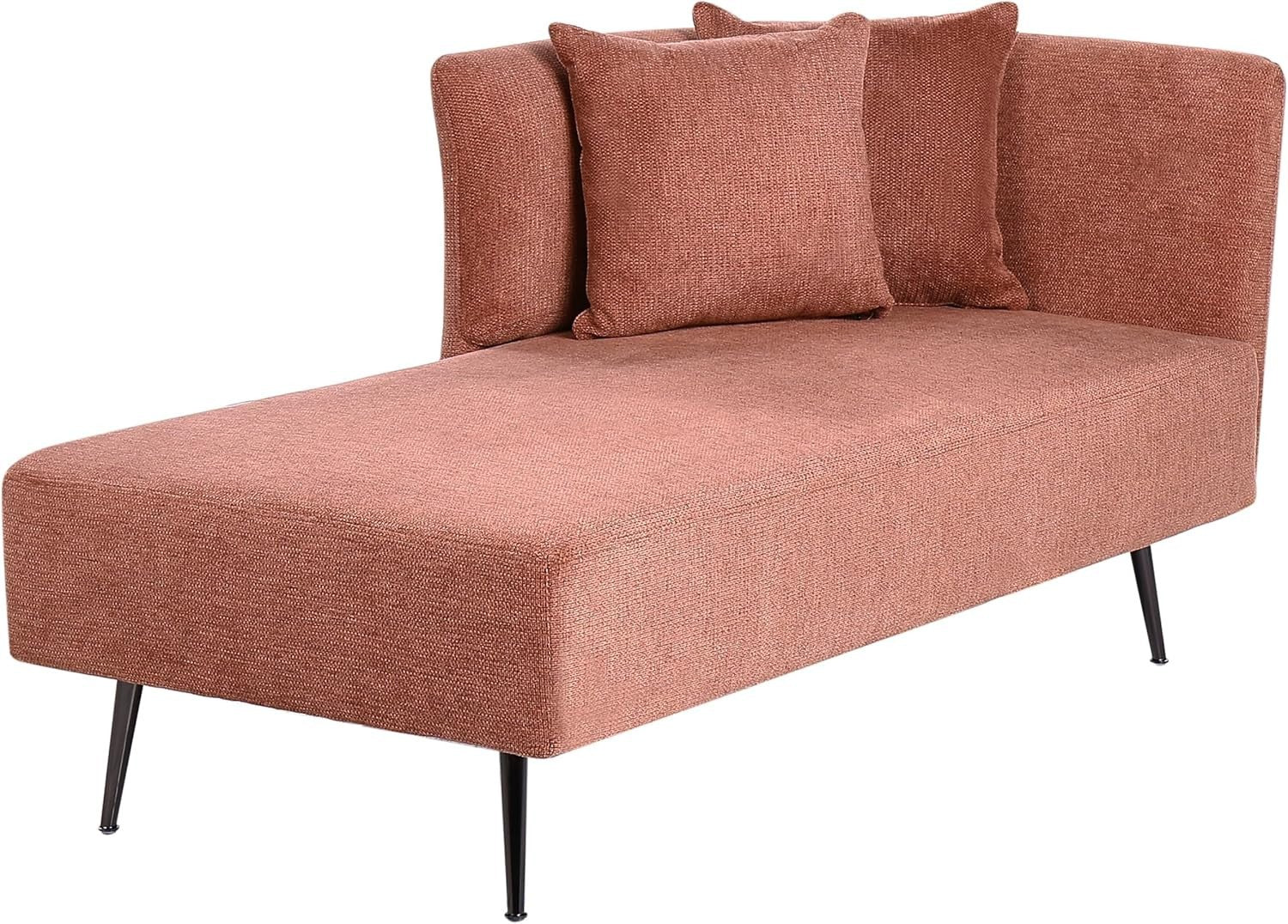 Red Chaise Lounge Sofa Modern | Cushions, Metal Legs, Compact & Stylish