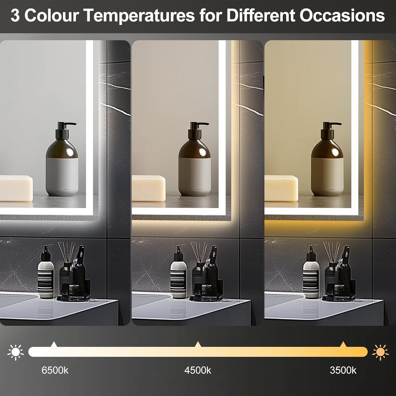 LED Bathroom Mirror 100x70cm Bluetooth Anti-Fog Lighted Touch IP54