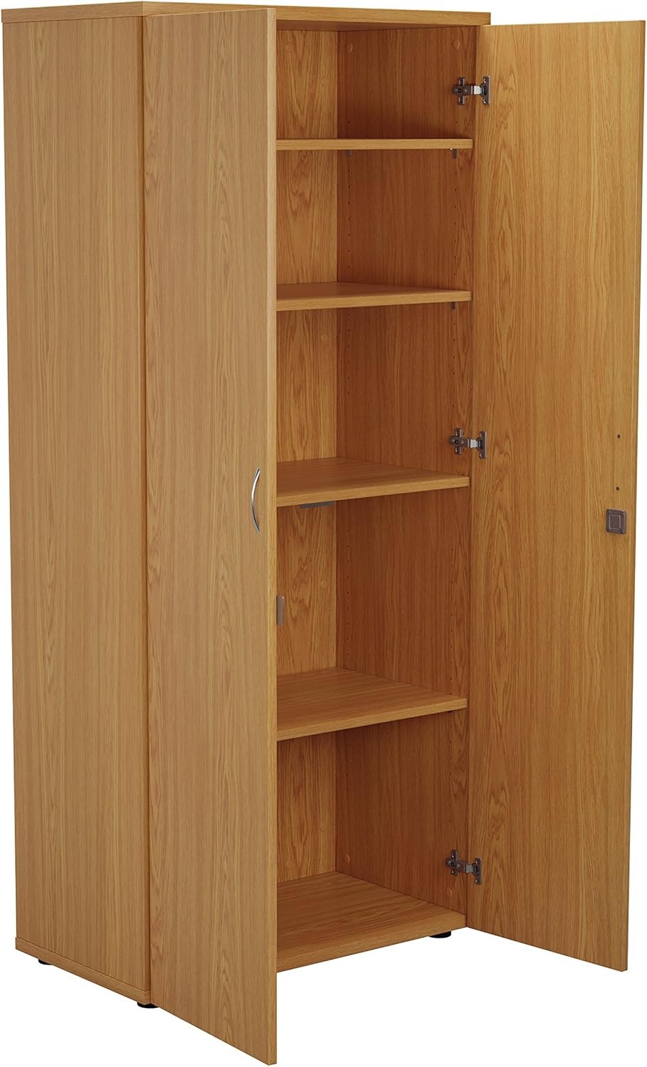 Tall Oak Lockable Office Cupboard 4 Shelf Storage Cabinet 180cm
