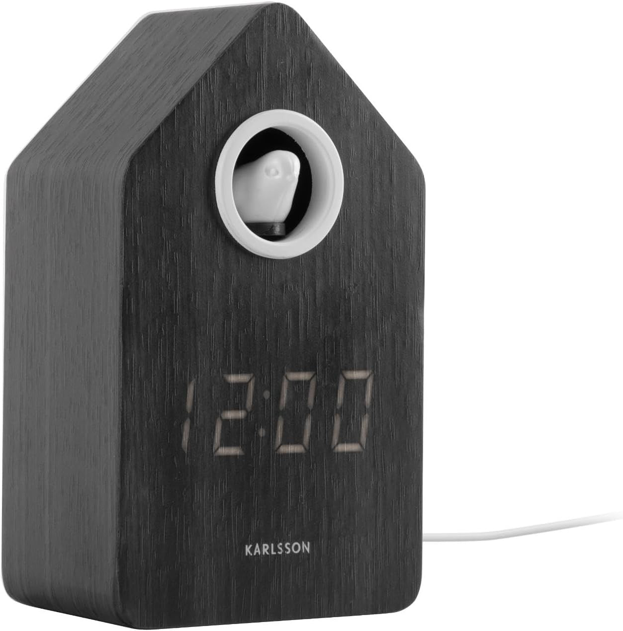 Modern Cuckoo Alarm Clock LED Digital Wooden Bedside Table Clock