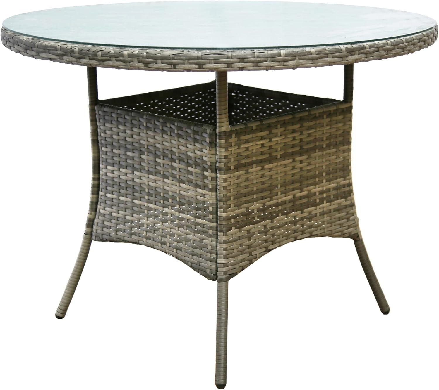 5pc Rattan Garden Dining Set Round Table Chairs Patio Outdoor Furniture Grey