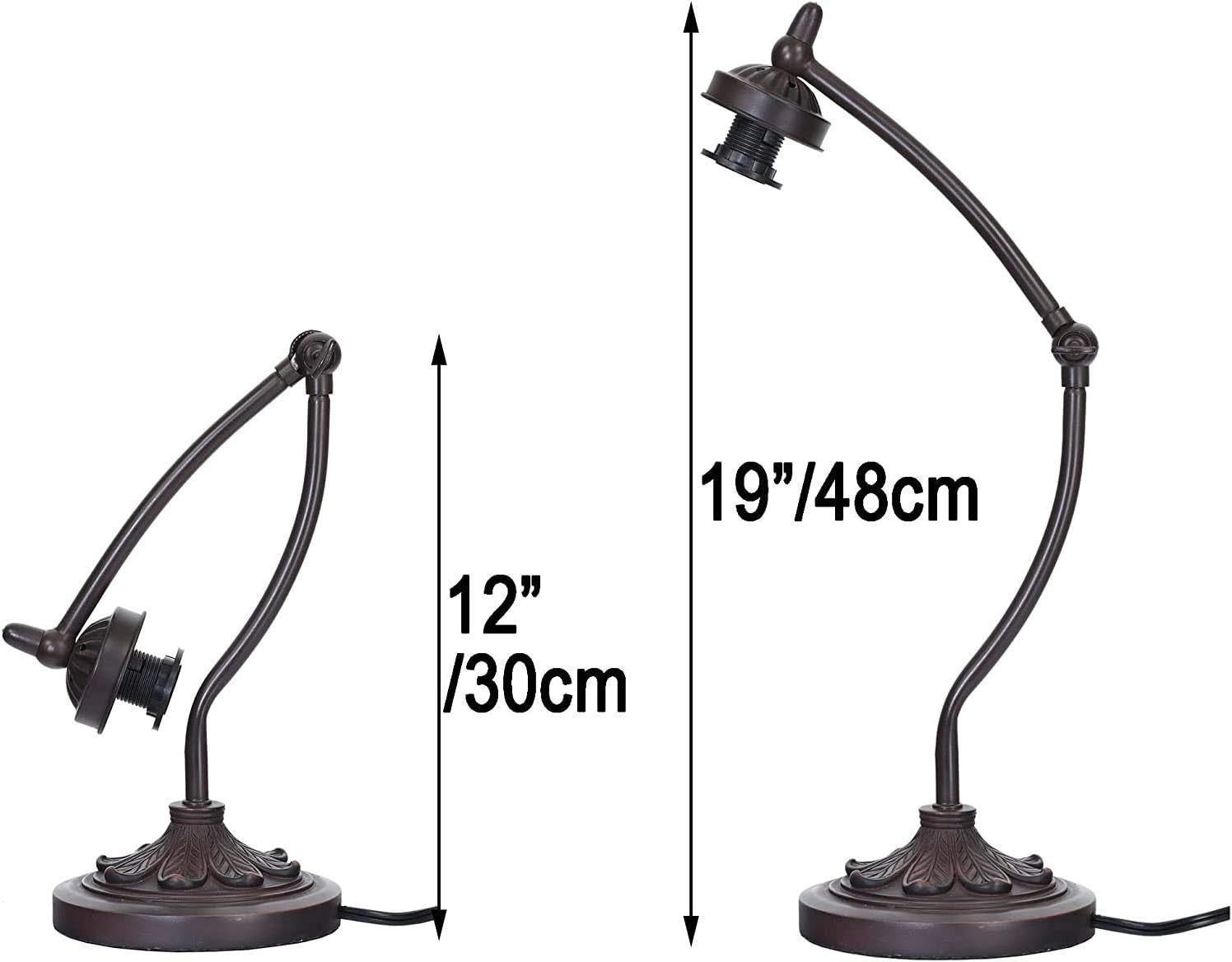 Rose Flower Stained Glass Desk Lamp Adjustable Tiffany Style Night Light