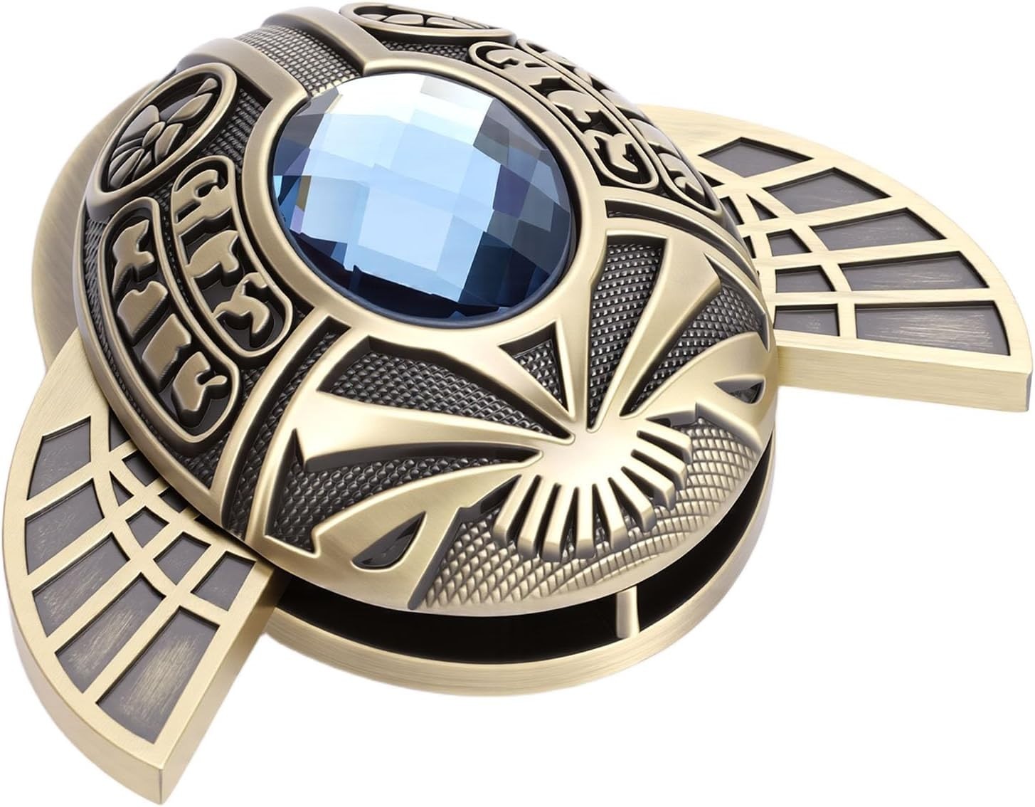 Metal Fidget Slider Zinc Alloy Egyptian Oval Blue Gem Stress Relief