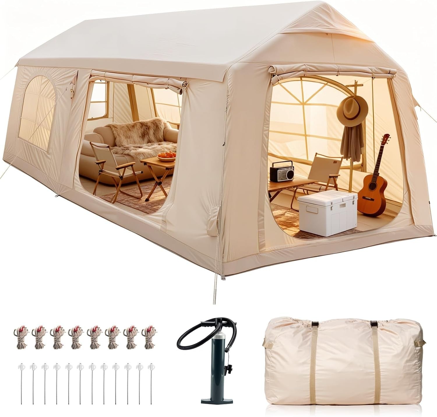10 Person Inflatable Camping Tent 4 Season Waterproof Air Glamping