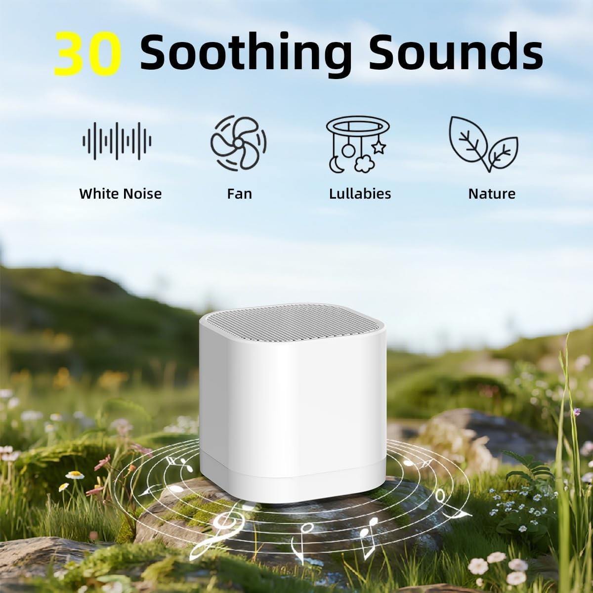 Portable White Noise Machine with 30 Soothing Sounds & Timers for Travel