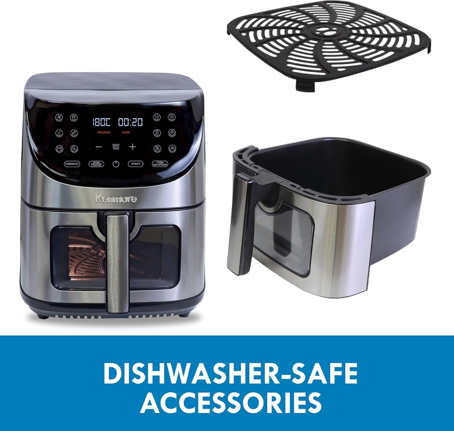 7.8L XL Air Fryer 1700W 12 Presets Touch Control Window Dishwasher Safe