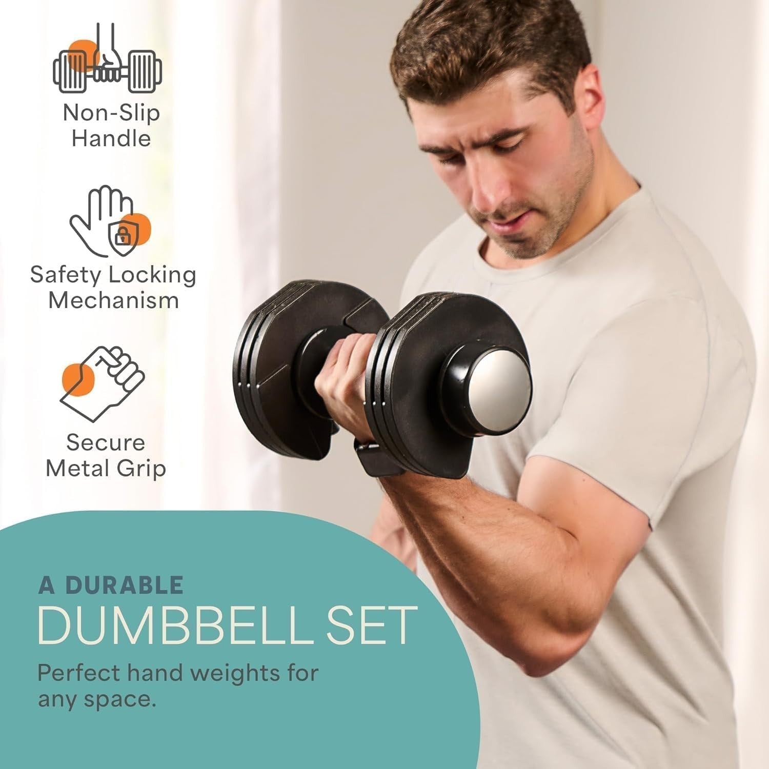 Adjustable Dumbbell Set Pair 11kg 5-in-1 Non-Slip No-Roll Home Gym