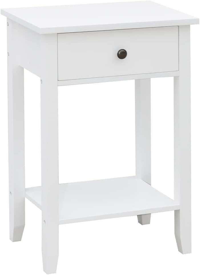 White Console Table with Drawer & Undershelf – Space-Saving Hallway Storage