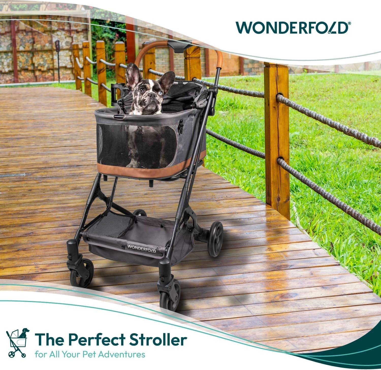 Pet Stroller with Removable Carrier Foldable One Step Brake Mesh Canopy