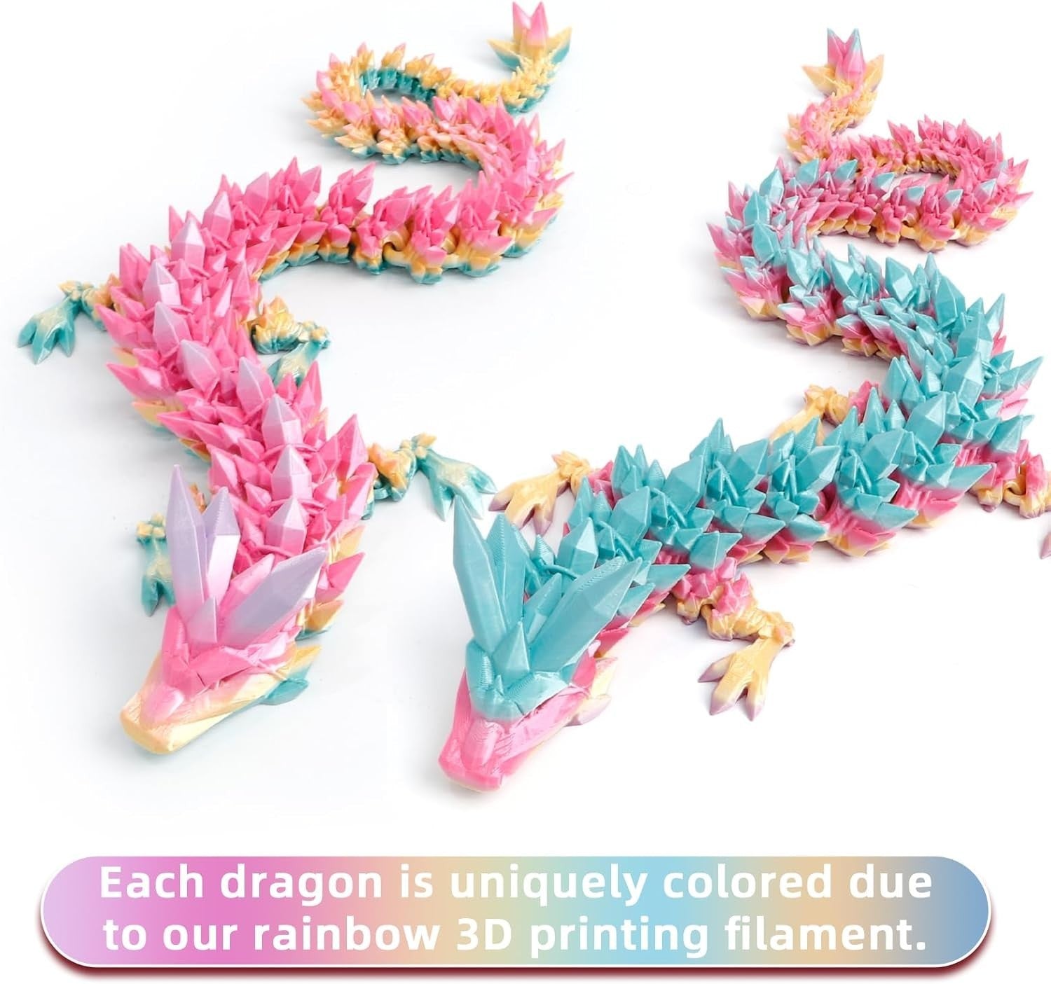 24in Articulated 3D Printed Dragon Fidget Toy Large Fantasy Decor