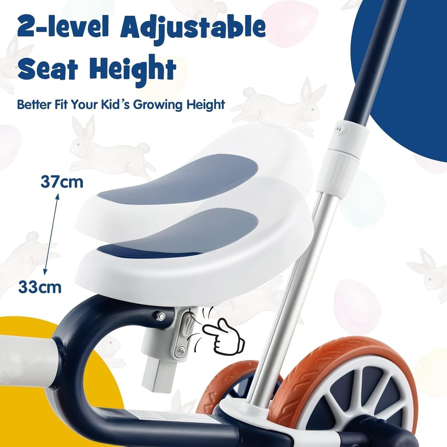 4 in 1 Kids Trike Balance Bike Push Tricycle Adjustable Handle EVA