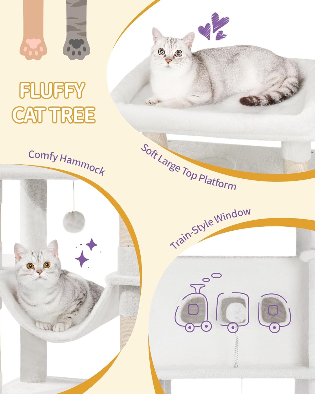 210cm Tall Cat Tree Tower Multi-Level Scratching Posts Condos Large