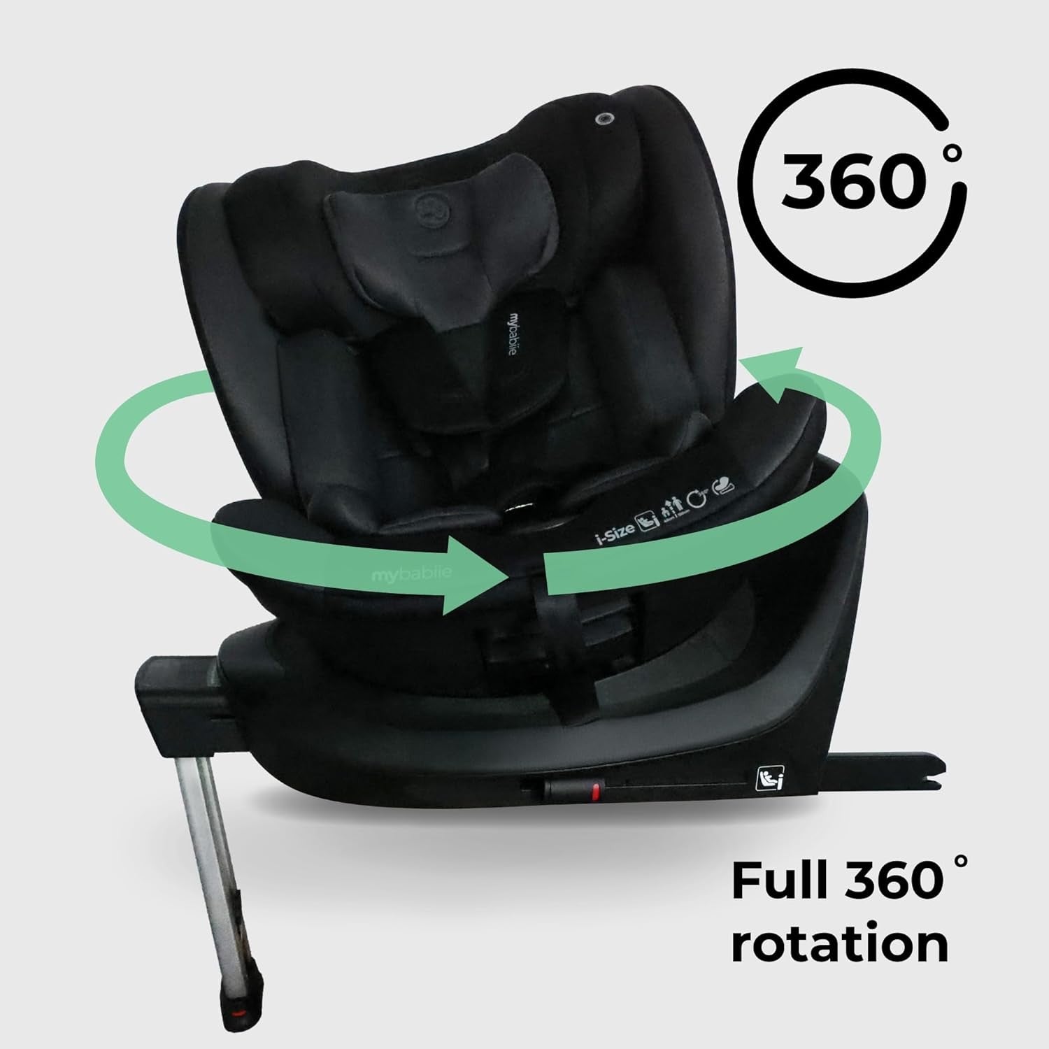 360° Rotating i-Size Baby Car Seat ISOFIX R129 Birth–12Y Support Leg