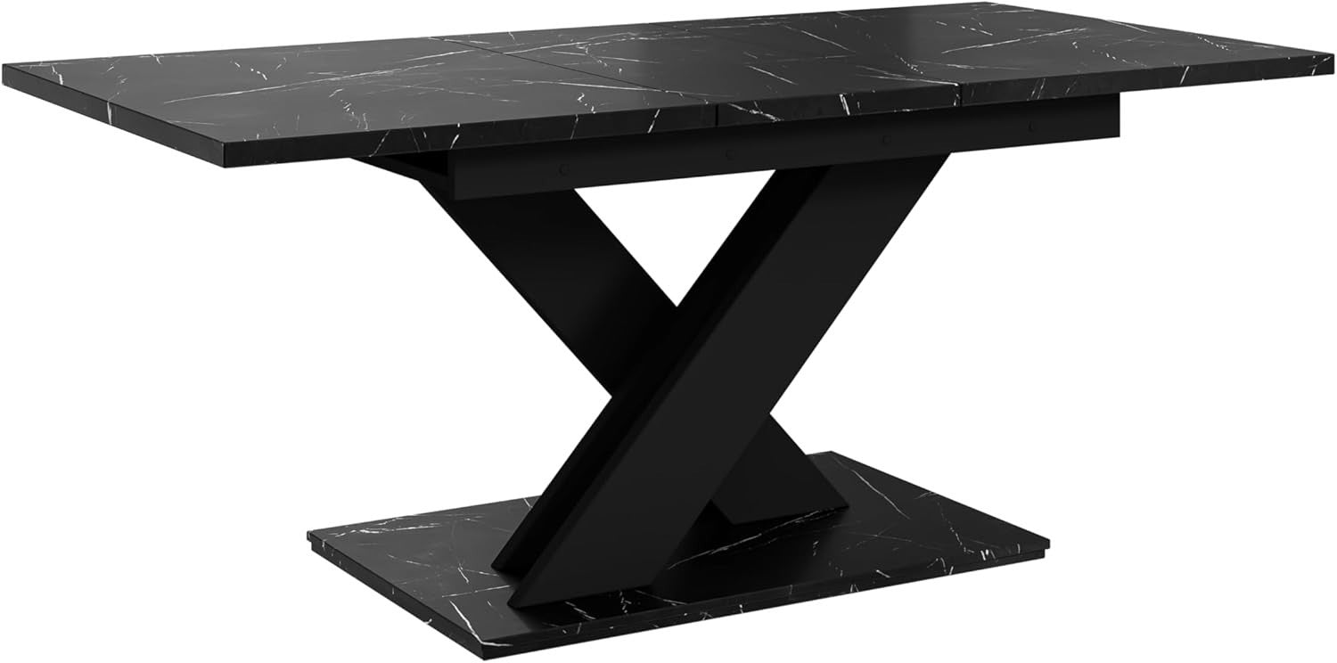 Black Marble Extendable Dining Table Folding 140–180cm Gloss Space Saver