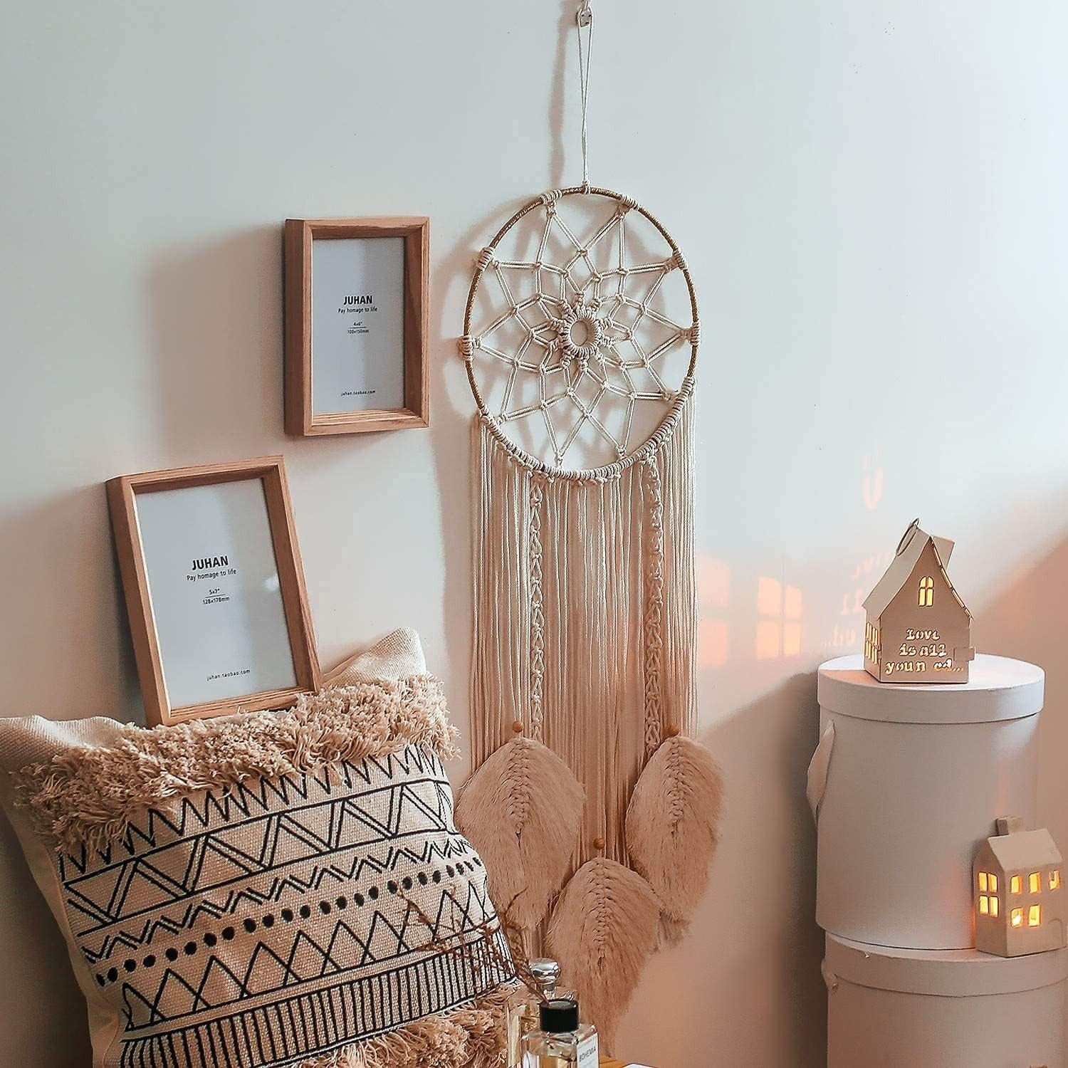 Boho Macrame Dream Catcher 30"x10" Handmade Wall Hanging Decor