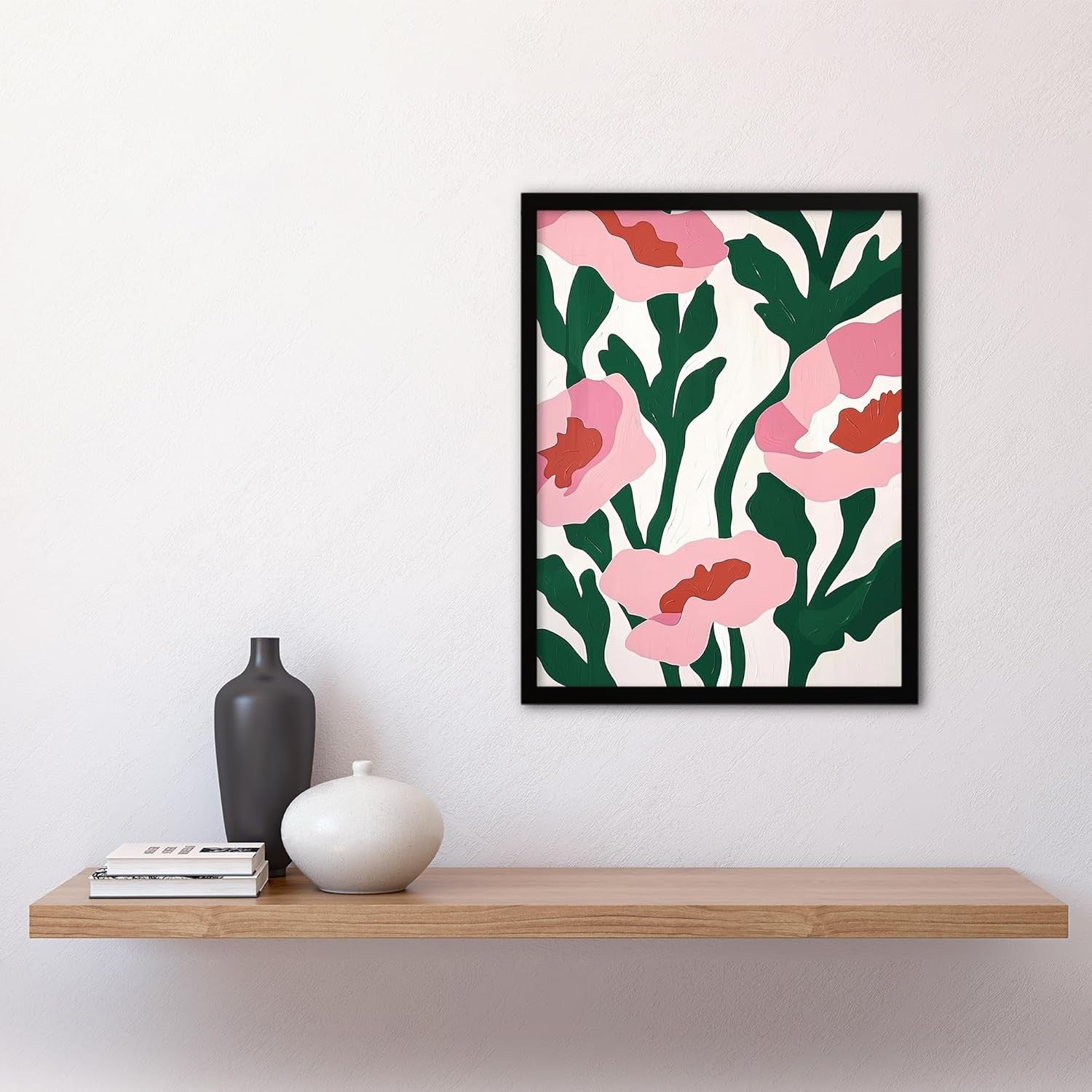 Abstract Flower Canvas Wall Art 12x16in Pink Green Modern Decor