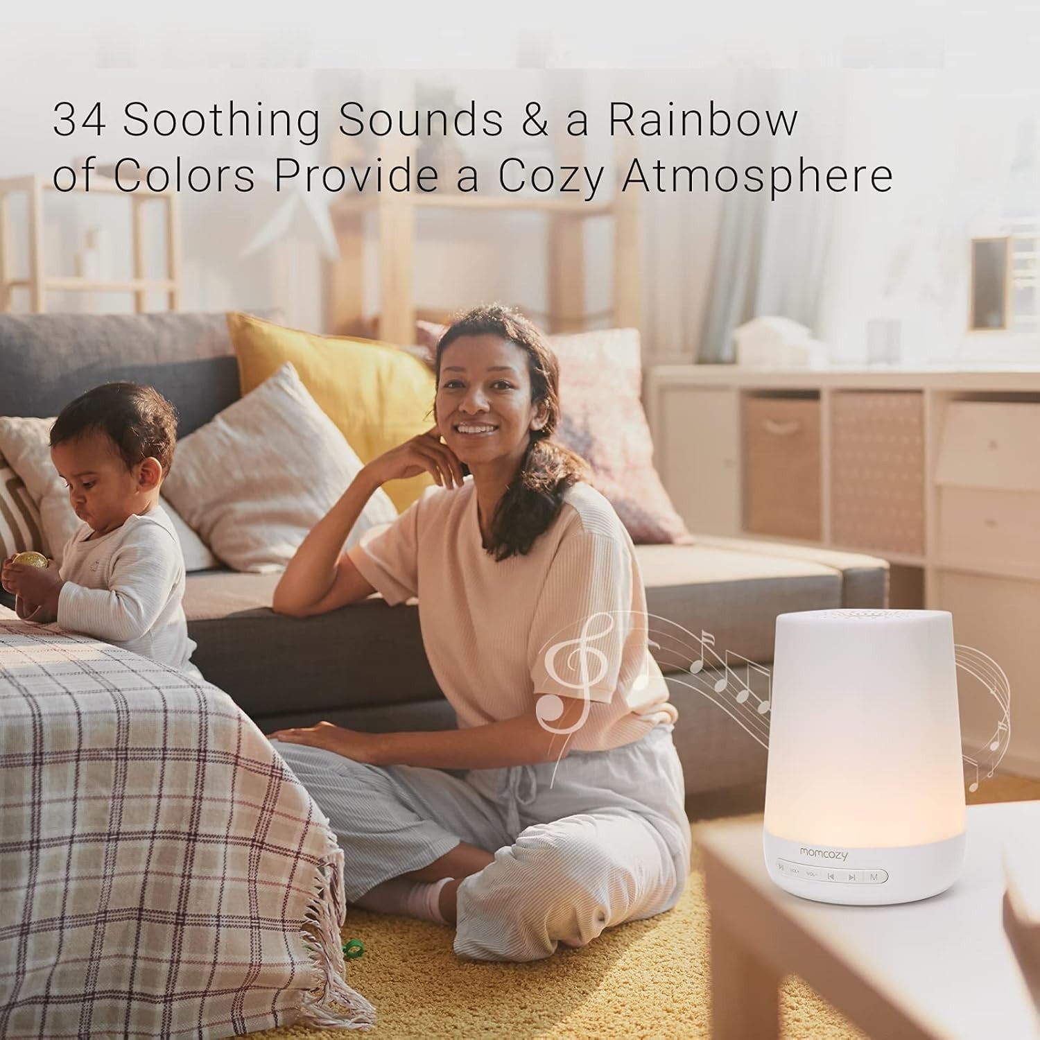 Baby White Noise Machine | 34 Soothing Sounds + Night Light & Timer