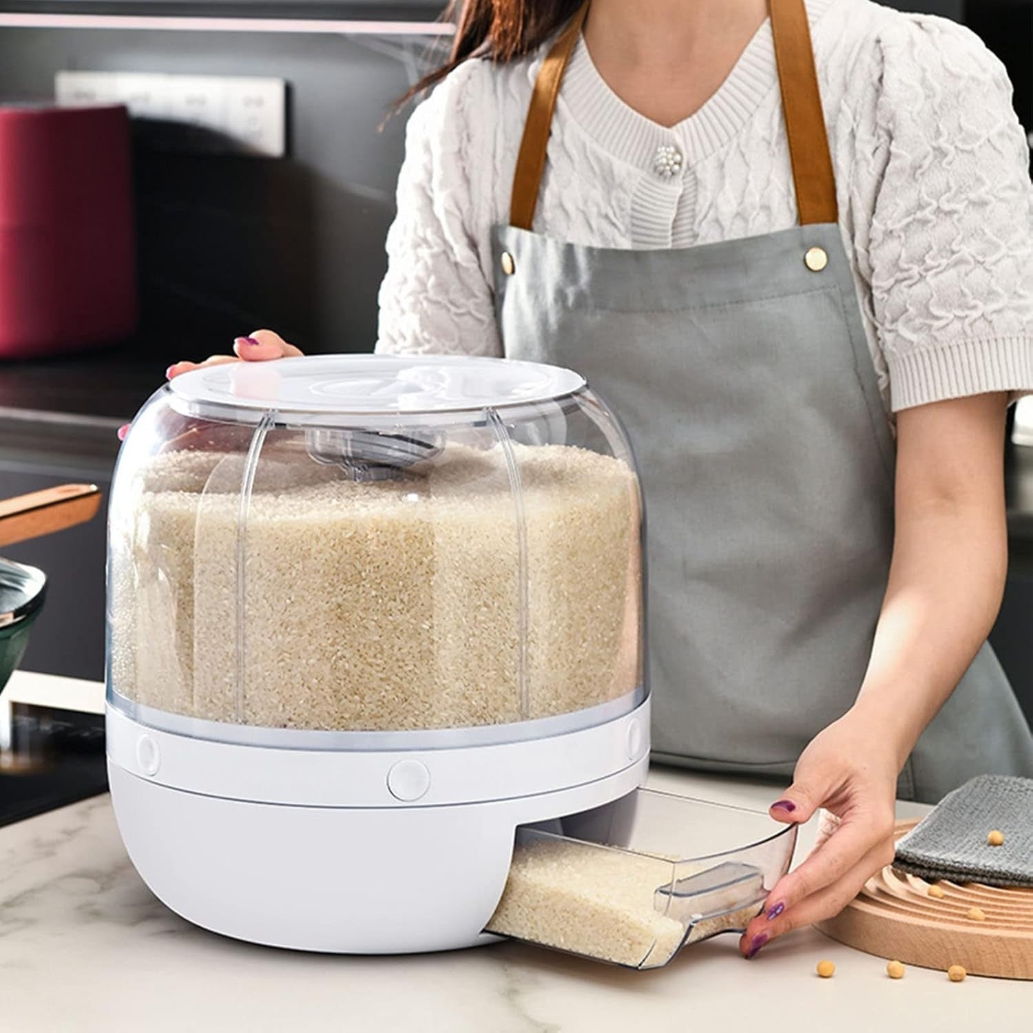 360° Rotating Grain Dispenser Airtight Rice Storage Big