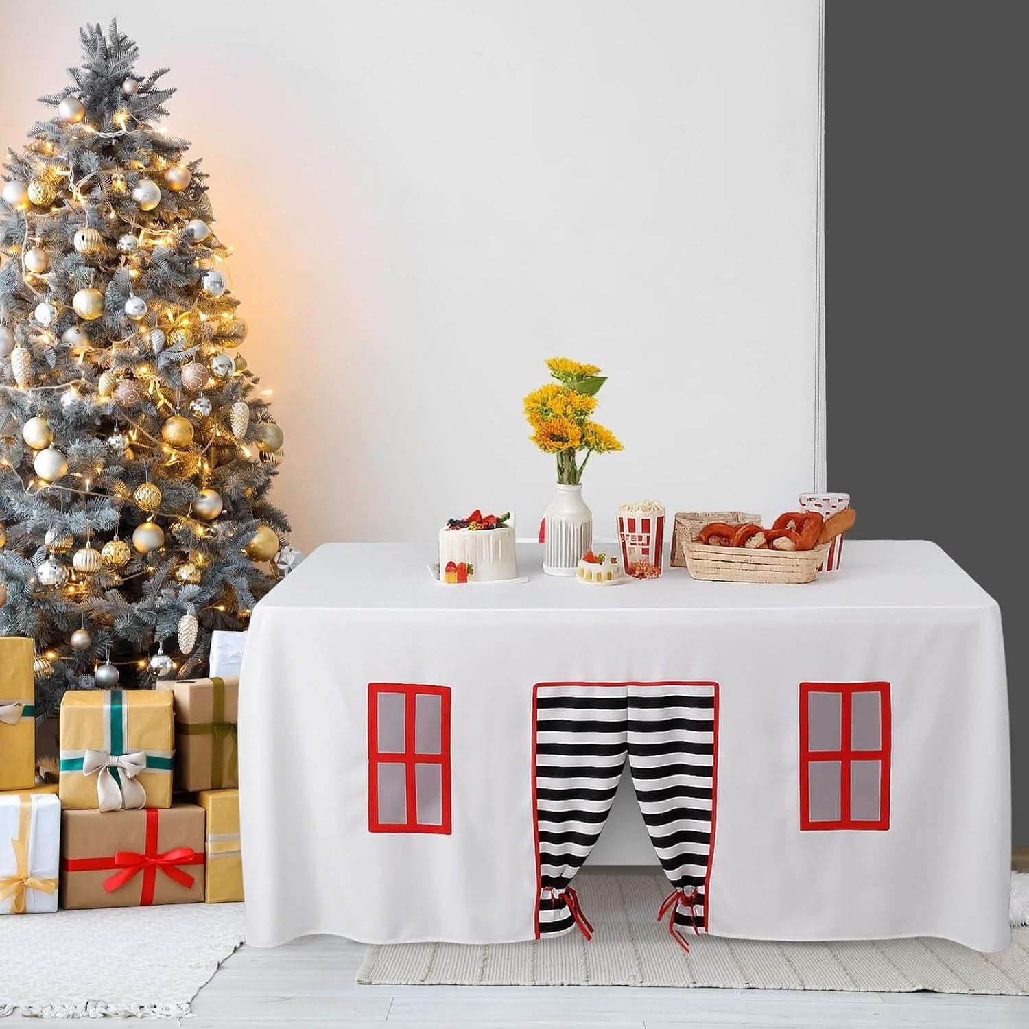 Kids Table Fort Tent Cover Indoor Outdoor Playhouse Tablecloth Large