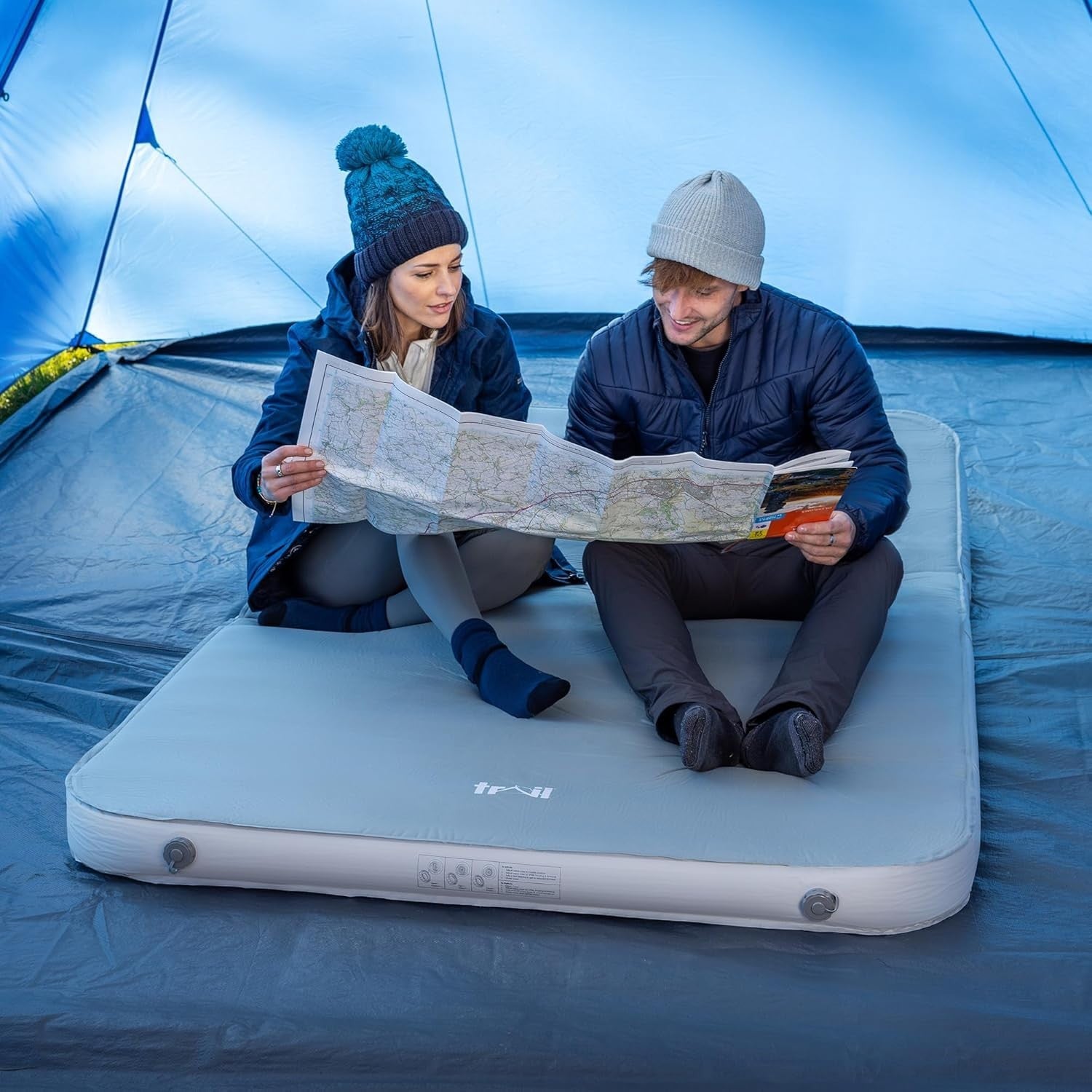 Double Self-Inflating Camping Mat Air Mattress Memory Foam Luxury 200x132cm
