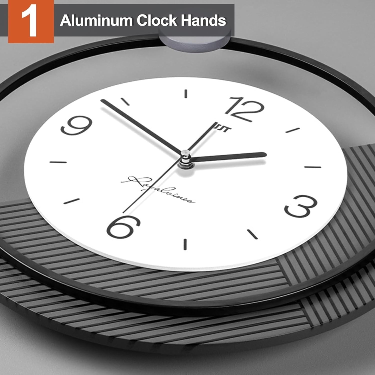 Large Wall Clock 60cm Silent Pendulum Metal Frame Modern Home Office Decor