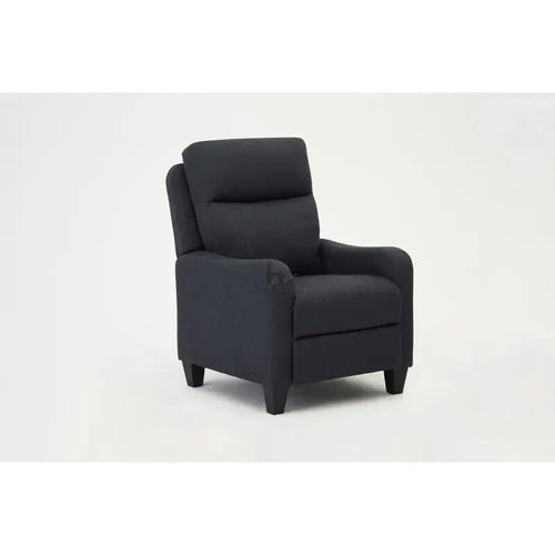 High Back Recliner Armchair Push Back Dark Grey Fabric Lounge Chair