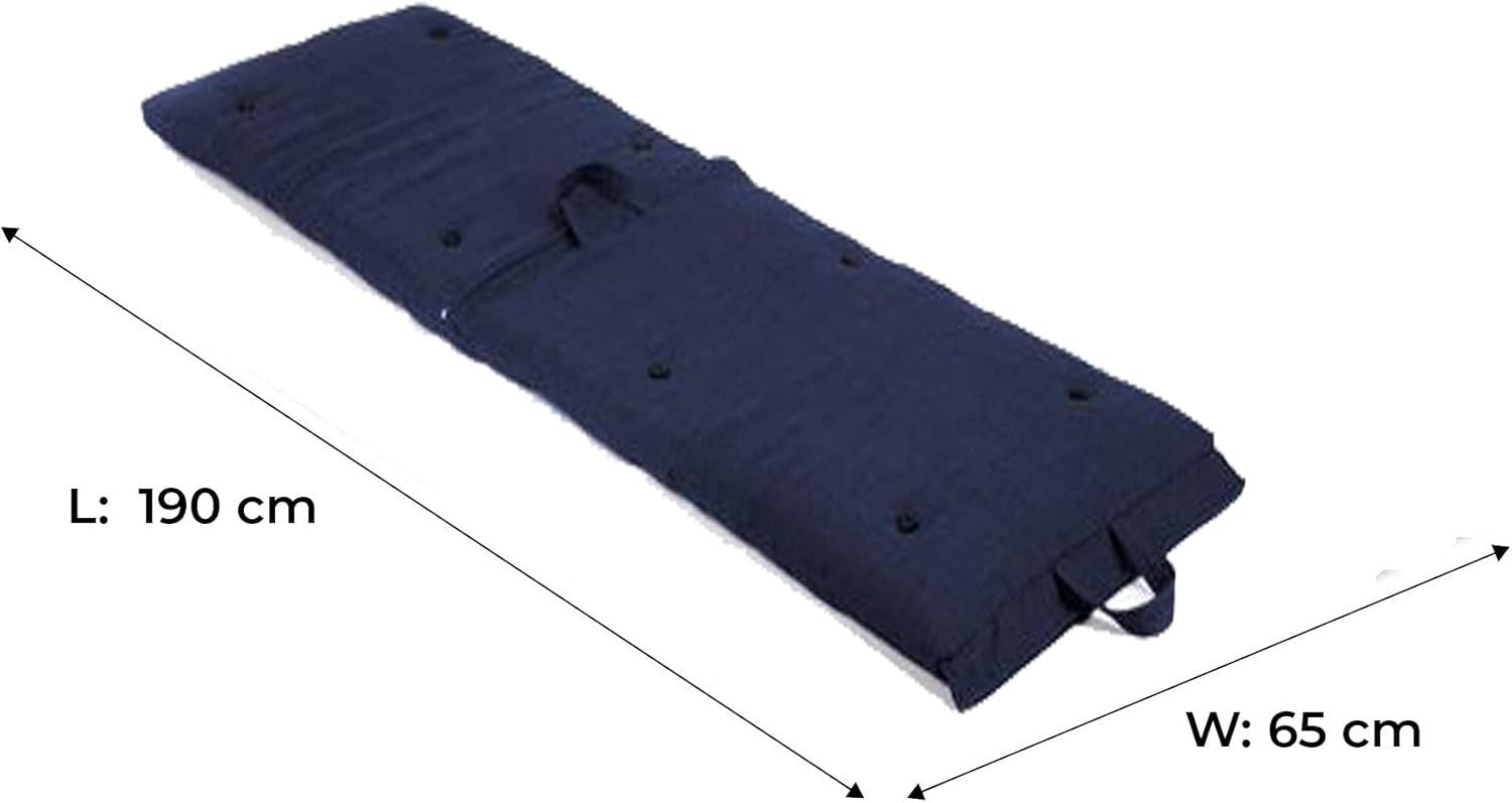 Single Roll-Up Futon Mattress | Folding Bed | Soft Touch | Navy Blue