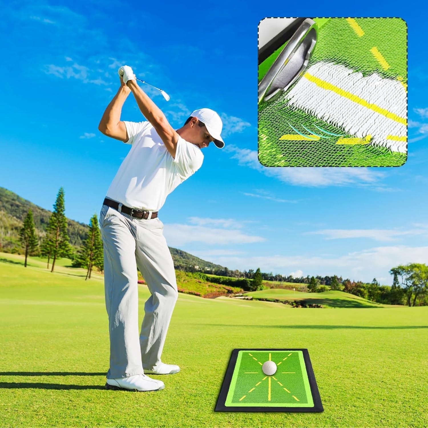 Golf Swing Mat 12x17 Practice Pad Swing Path Trainer