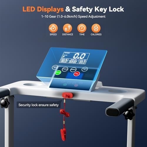 Home Office Foldable Treadmill 2HP Walking Jogging Pad LED Display