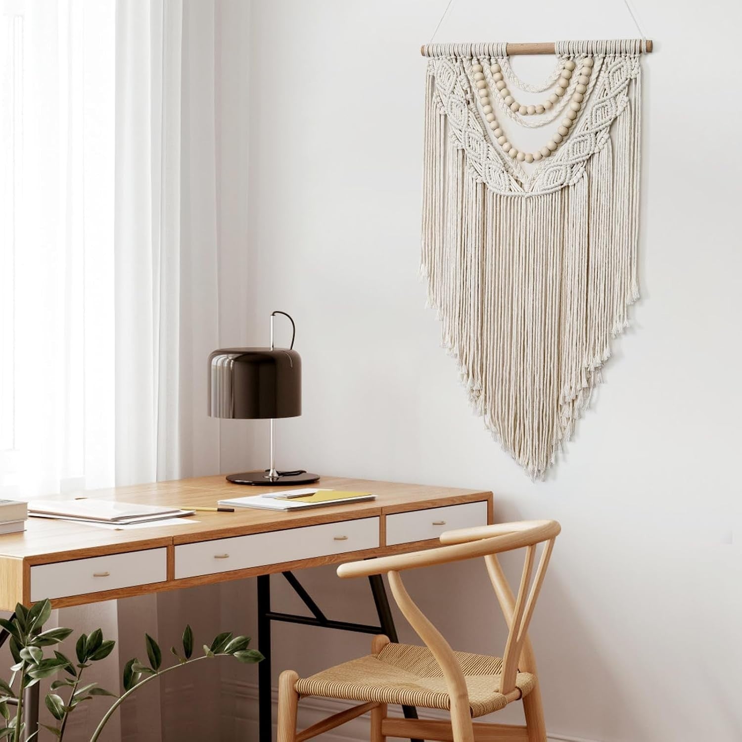 Boho Macrame Wall Hanging 42x76cm Cotton Woven Tapestry Decor