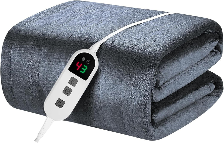 Electric Heated Throw Blanket Fast Heat 10 Levels Auto Off 160x130cm